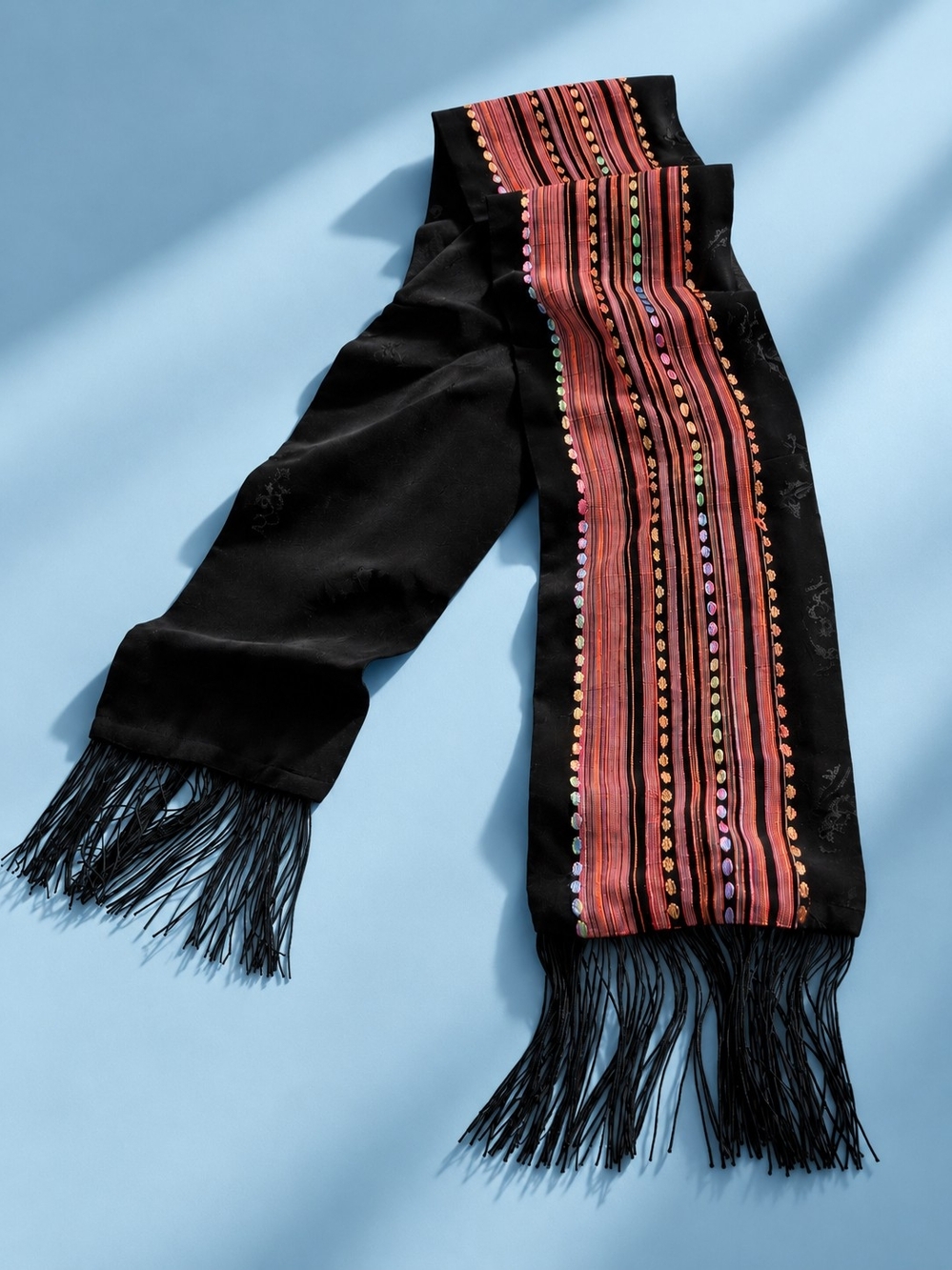 Luxury Italo Ferretti Silk & Embroidered Scarf
